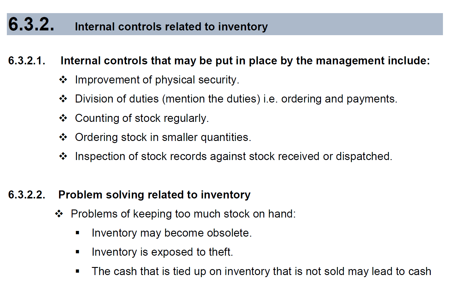 Inventory Internal Control Examples Accounting Reloaded Grade 12